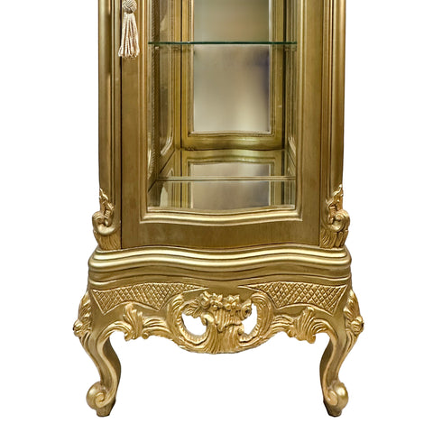 Antique Finish Vitrine 1 Door Gold Leaf