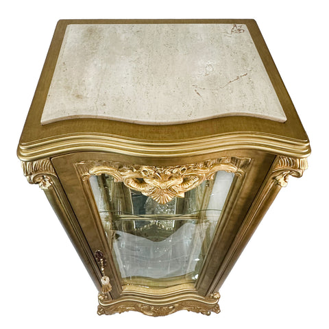Antique Finish Vitrine 1 Door Gold Leaf
