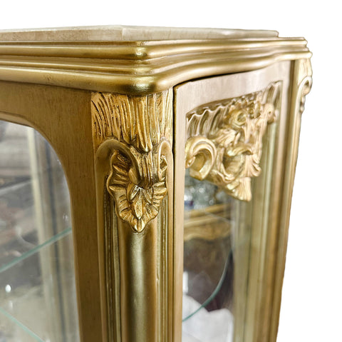 Antique Finish Vitrine 1 Door Gold Leaf