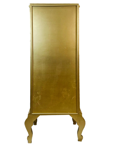 Antique Finish Vitrine 1 Door Gold Leaf