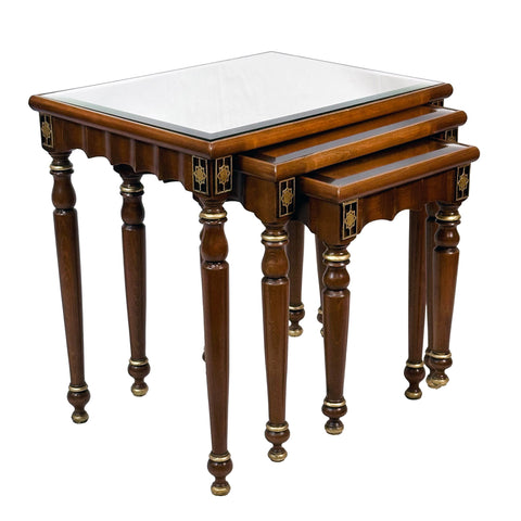 Resting Tables 3 Pieces Brown and Gold Finish