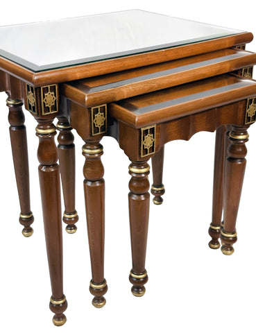 Resting Tables 3 Pieces Brown and Gold Finish