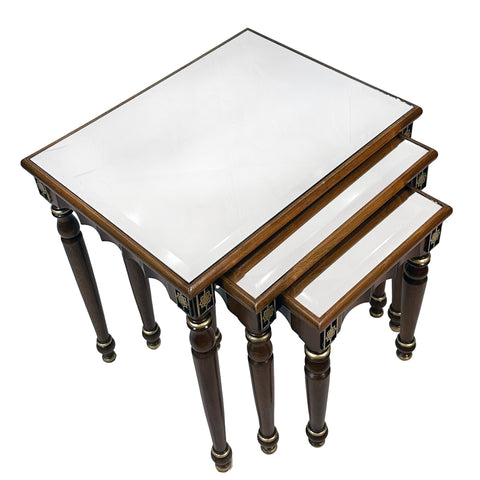 Resting Tables 3 Pieces Brown and Gold Finish