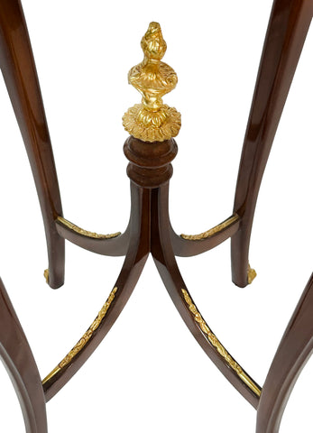 Accent Table 4 Legs Inlay Finish with Brass and Marble Top