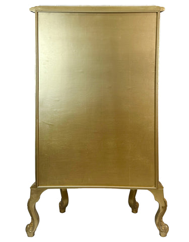 Antique Finish China Cabinet Half Round One Door Gold Leaf