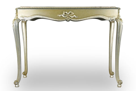 Console with Marble Top Silver Leaf