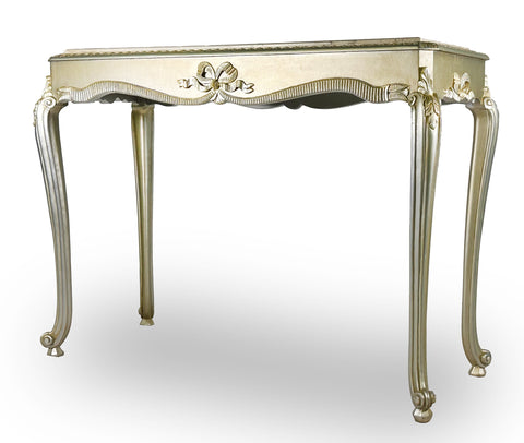 Console with Marble Top Silver Leaf