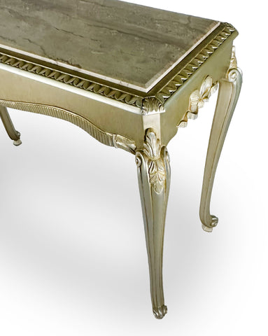 Console with Marble Top Silver Leaf