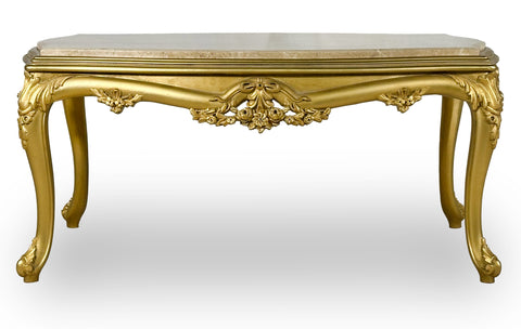Antique Finish Coffee Table with Marble Top