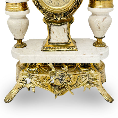 3 Piece Marble & Brass Clock Set