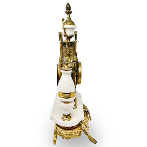 3 Piece Marble & Brass Clock Set