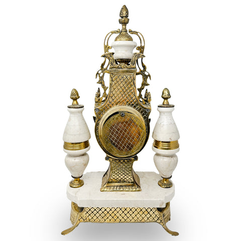 3 Piece Marble & Brass Clock Set