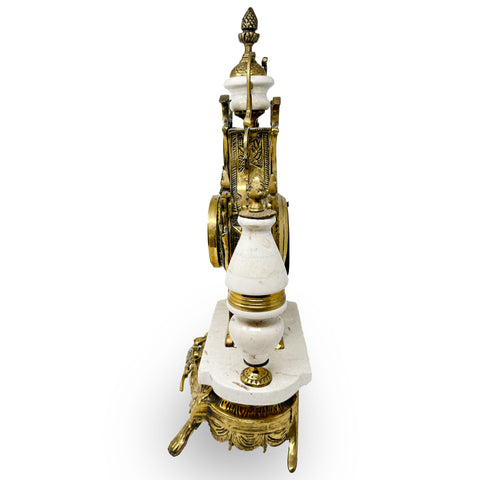 3 Piece Marble & Brass Clock Set