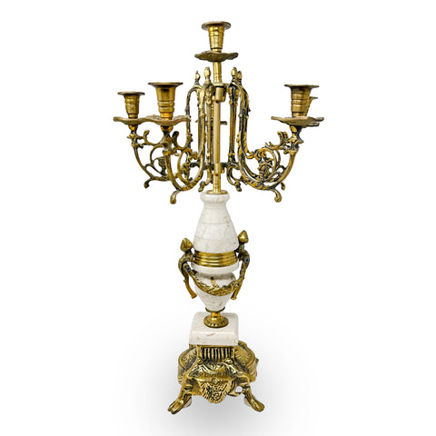 3 Piece Marble & Brass Clock Set