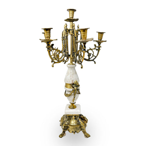 3 Piece Marble & Brass Clock Set