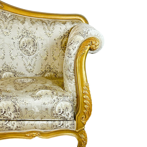 Antique Finish 4 Piece Sofa Set Gold Leaf