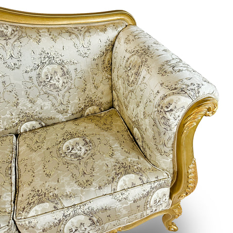Antique Finish 4 Piece Sofa Set Gold Leaf