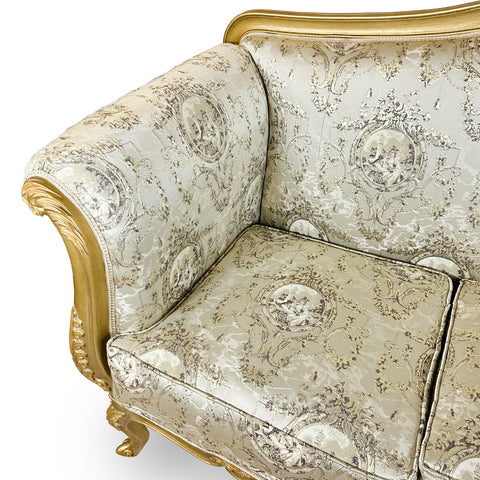Antique Finish 4 Piece Sofa Set Gold Leaf