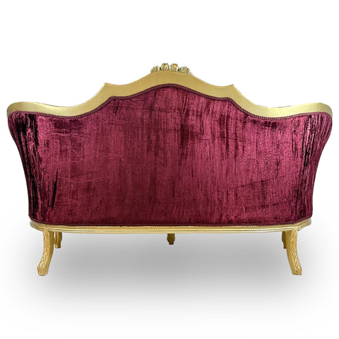 Antique Finish 5 Piece Sofa Set Gold Leaf Velvet & Indian Embroidered Fabric
