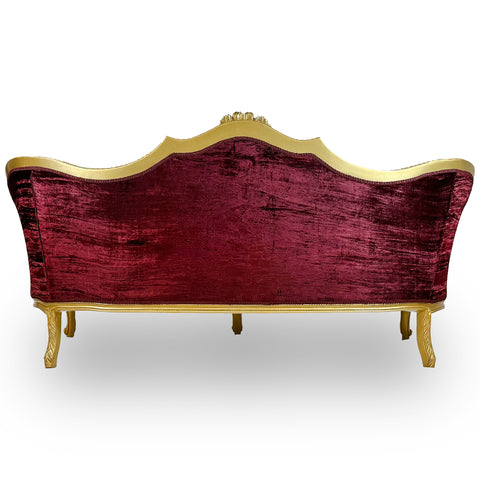 Antique Finish 5 Piece Sofa Set Gold Leaf Velvet & Indian Embroidered Fabric