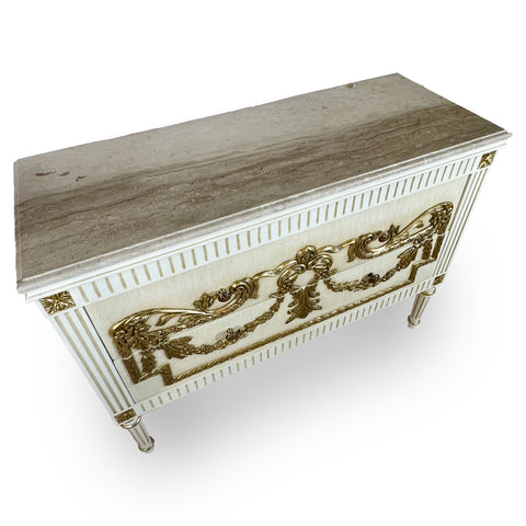 2 Drawer Sideboard White Finish Gold Leaf