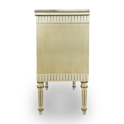2 Drawer Sideboard White Finish Gold Leaf